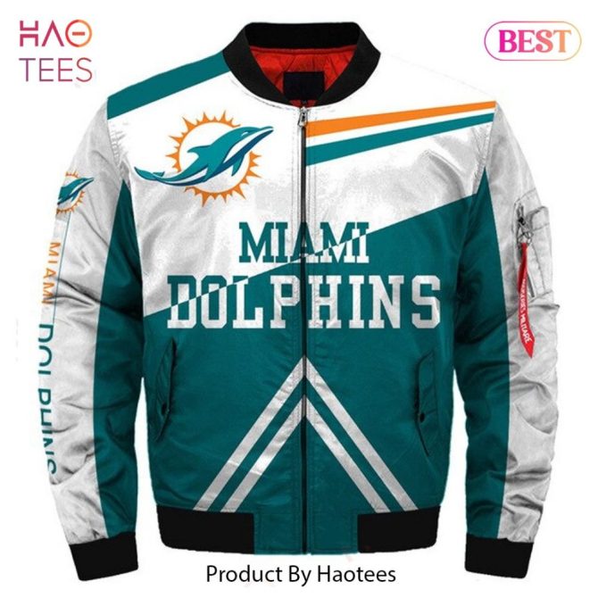 New Fashion   Miami Dolphins Bomber Jacket Winter Coat Gift For Men - Image 4