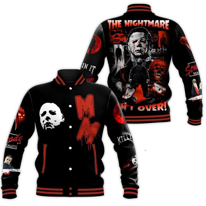 Horror-Themed Varsity Jacket - Iconic Movie Design, Perfect For Fans & Collectors