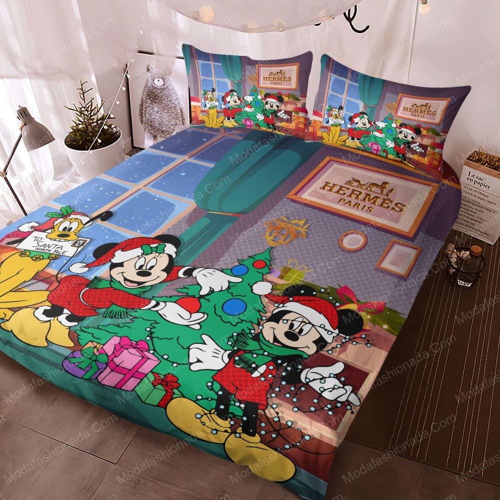 Mickey And Minnie Hermès Merry Christmas Bedding Sets - Image 3