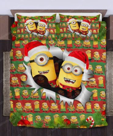 Festive Minions Christmas Bedding Set - Cozy Holiday Comfort For Kids - Twin/Full Sizes