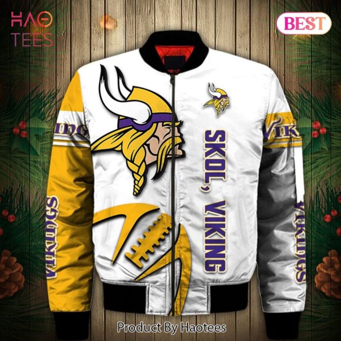 New Fashion   Minnesota Vikings Bomber Jacket Graphic Balls Gift For Fans