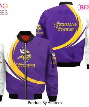New Fashion   Minnesota Vikings Bomber Jacket Graphic Curve