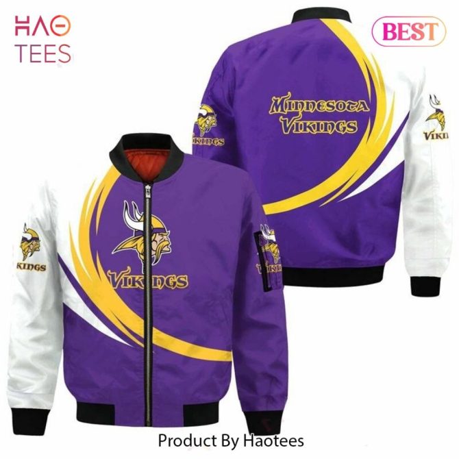 New Fashion   Minnesota Vikings Bomber Jacket Graphic Curve