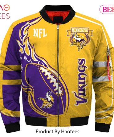 New Fashion   Minnesota Vikings Bomber Jacket Winter Coat Gift For Men