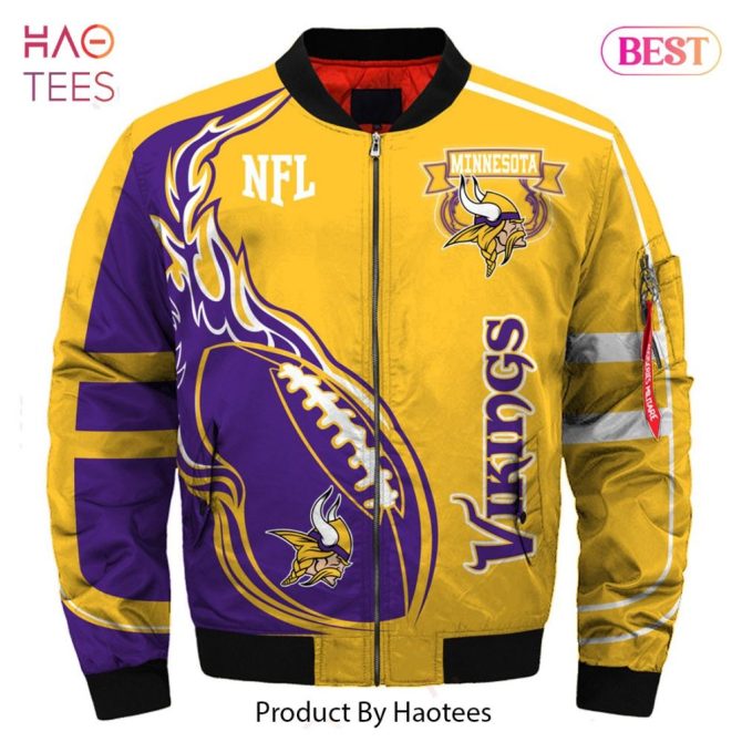 New Fashion   Minnesota Vikings Bomber Jacket Winter Coat Gift For Men