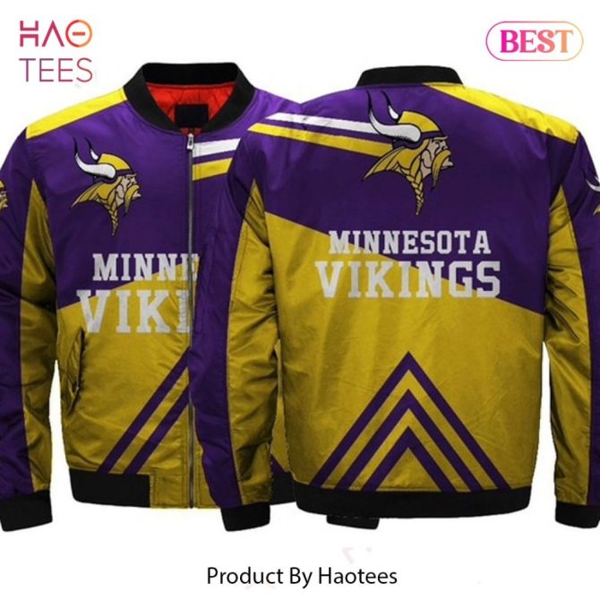 New Fashion   Minnesota Vikings Bomber Jacket Winter Coat Gift For Men - Image 3
