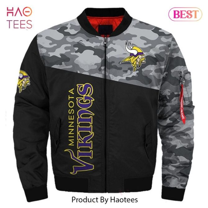 New Fashion   Minnesota Vikings Bomber Jacket Winter Coat Gift For Men - Image 4