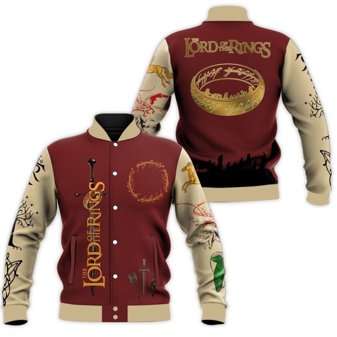 Lord Of The Rings Varsity Jacket - Fantasy Design, Unisex, Perfect Gift For Fans