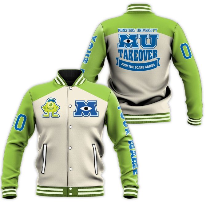 Monsters University Varsity Jacket - Stylish Green & Cream College Apparel For Fans