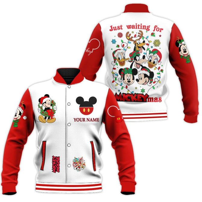 Mickey Mouse Personalized Christmas Varsity Jacket - Festive Holiday Gift!
