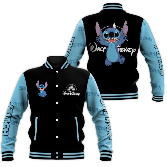Disney Stitch Varsity Jacket - Cute & Cozy Blue Sleeves - Perfect Gift For Fans!