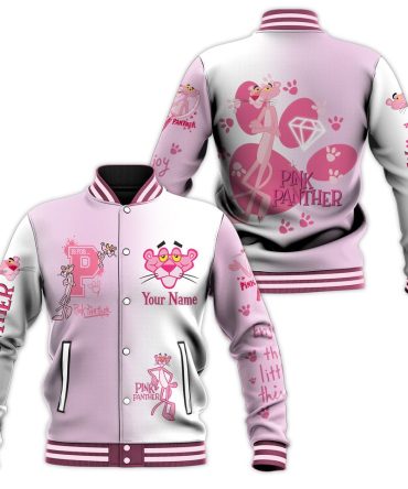 Custom Pink Panther Varsity Jacket - Personalized Name, Stylish & Cozy Outerwear
