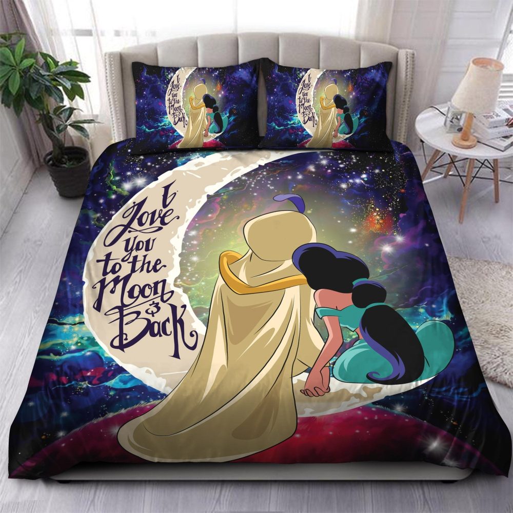 Aladin Couple Love You To The Moon Galaxy Bedding Set Duvet Cover And 2 Pillowcases - Image 3