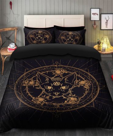 Cat Roses Bedding Set Duvet Cover And 2 Pillowcases