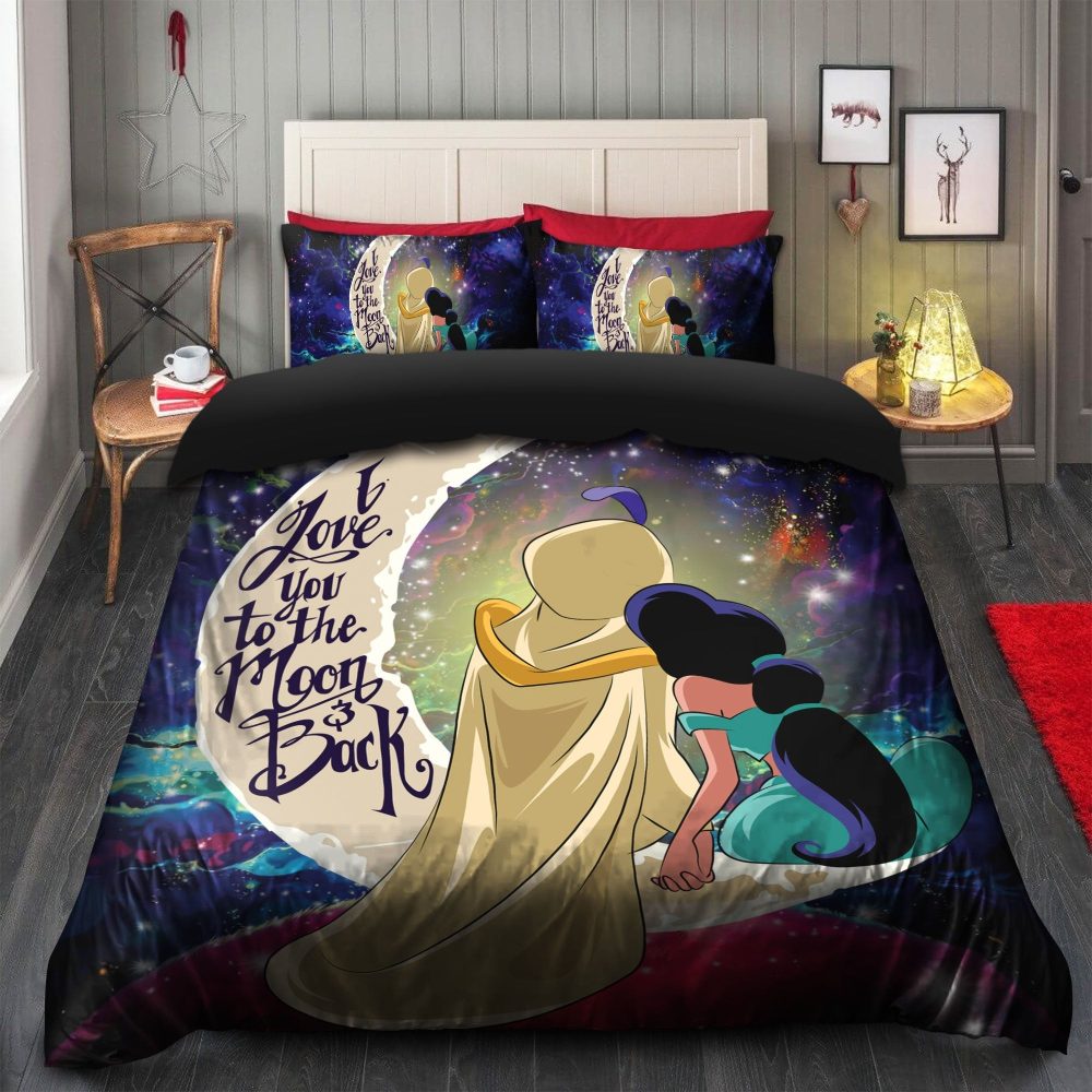 Aladin Couple Love You To The Moon Galaxy Bedding Set Duvet Cover And 2 Pillowcases - Image 2