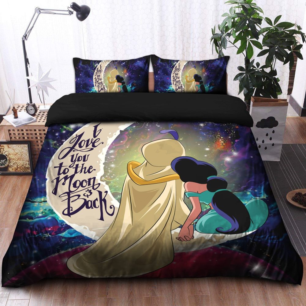 Aladin Couple Love You To The Moon Galaxy Bedding Set Duvet Cover And 2 Pillowcases