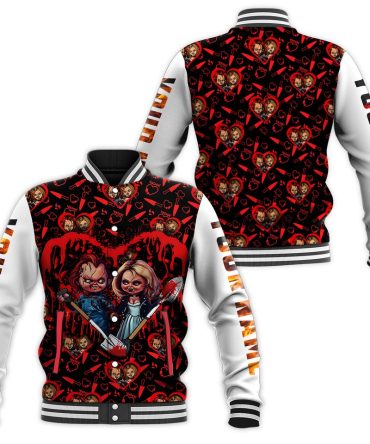 Chucky & Tiffany Horror Varsity Jacket - Custom Name, Unique Halloween Style