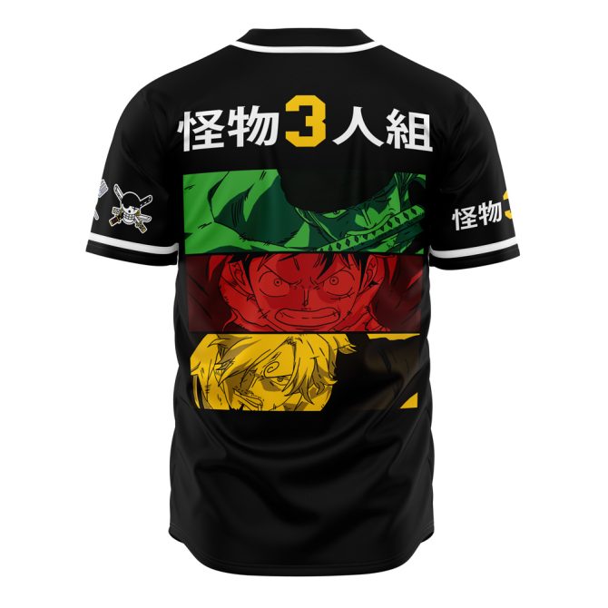 Anime-Inspired 'Monster Trio' Black Baseball Jersey – Bold Design, Perfect Gift For Fans! - Image 2