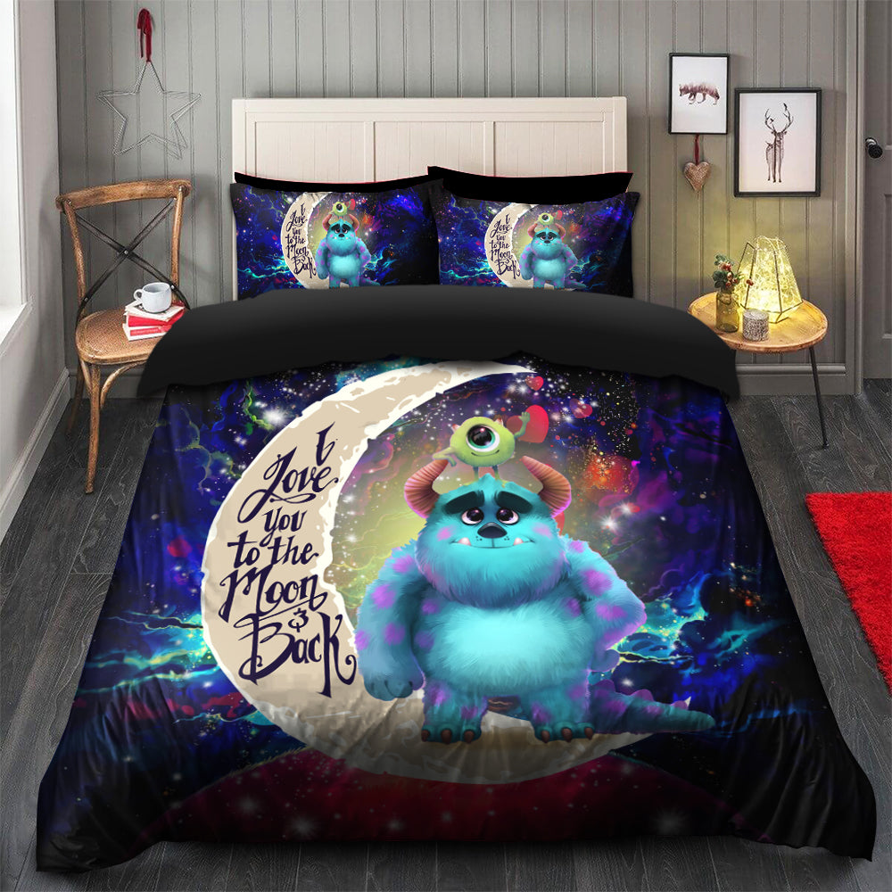 Monster Inc Sully And Mike Love You To The Moon Galaxy Bedding Set Duvet Cover And 2 Pillowcases