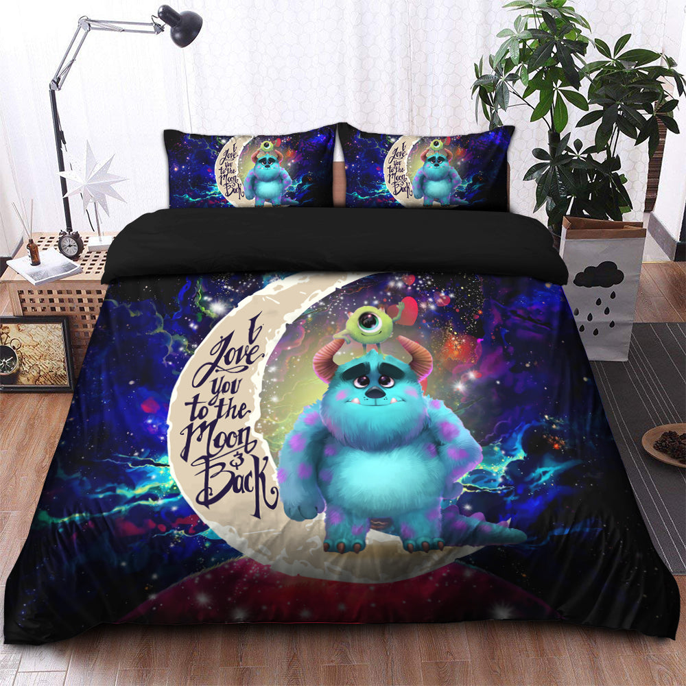 Monster Inc Sully And Mike Love You To The Moon Galaxy Bedding Set Duvet Cover And 2 Pillowcases - Image 2