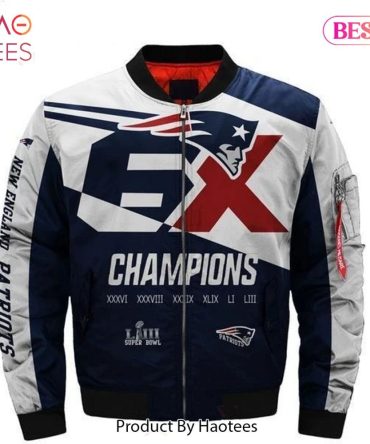 New Fashion   New England Patriots Bomber Jacket 6X Super Bowl Champions Coat Gift For Men