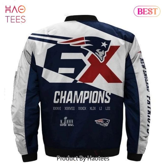 New Fashion   New England Patriots Bomber Jacket 6X Super Bowl Champions Coat Gift For Men - Image 2