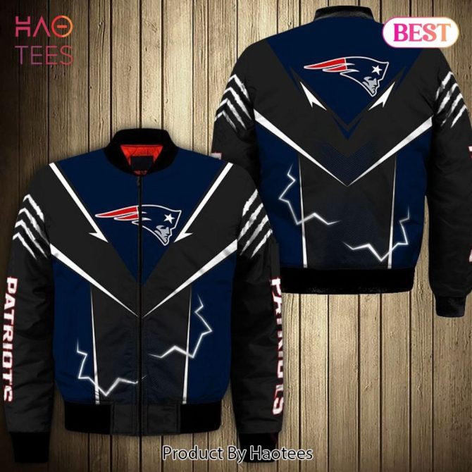 New Fashion   New England Patriots Bomber Jacket Lightning Graphic Gift For Men