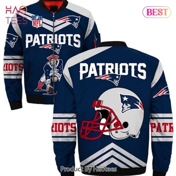 New Fashion   New England Patriots Bomber Jacket Style Winter Coat Gift For Men
