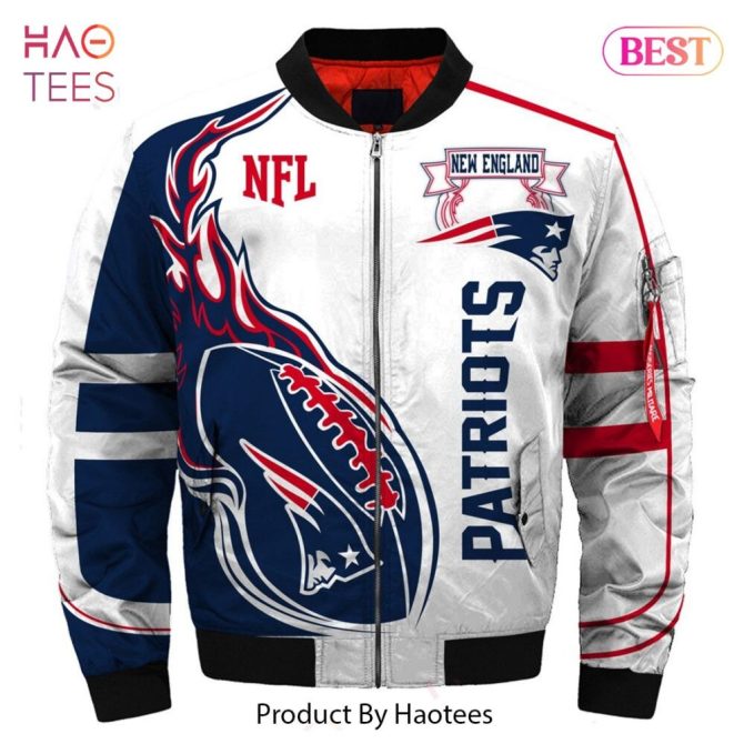 New Fashion   New England Patriots Bomber Jacket Winter Coat Gift For Men