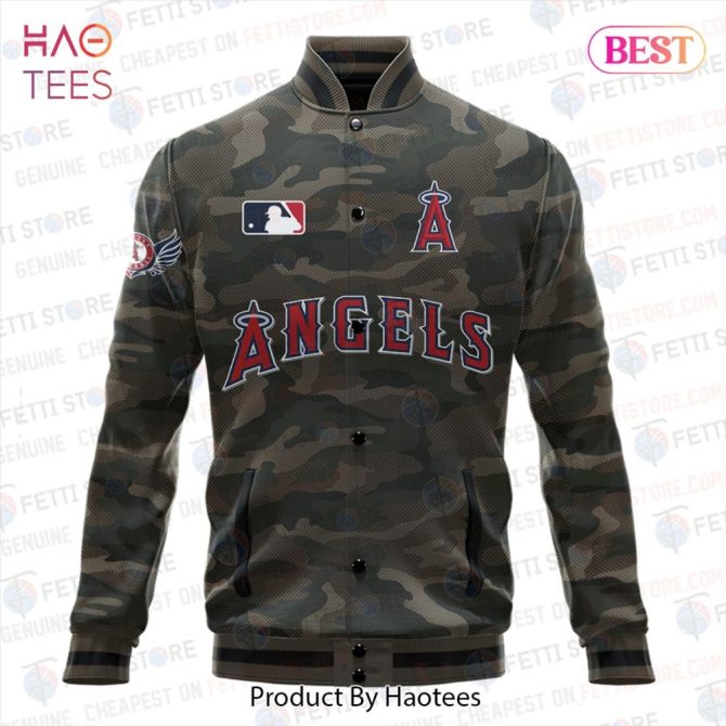 Camouflage La Angels Baseball Jacket - Stylish Mlb Fan Apparel For Men - Image 2