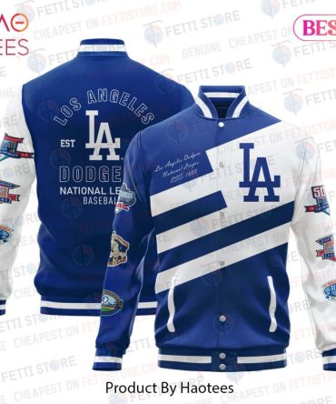 La Dodgers Varsity Jacket - Retro Blue & White Baseball Bomber By Haotees