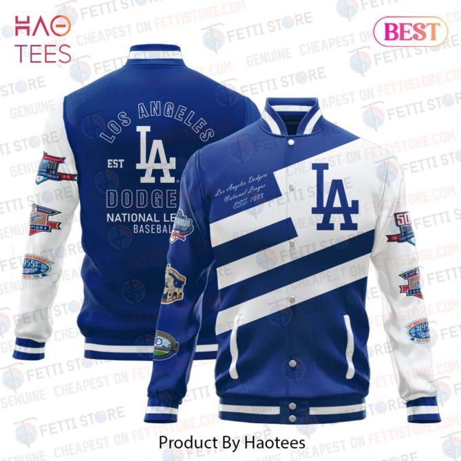 La Dodgers Varsity Jacket - Retro Blue & White Baseball Bomber By Haotees