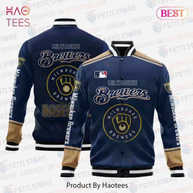 Milwaukee Brewers Baseball Varsity Jacket - Official Team Apparel By Haotees