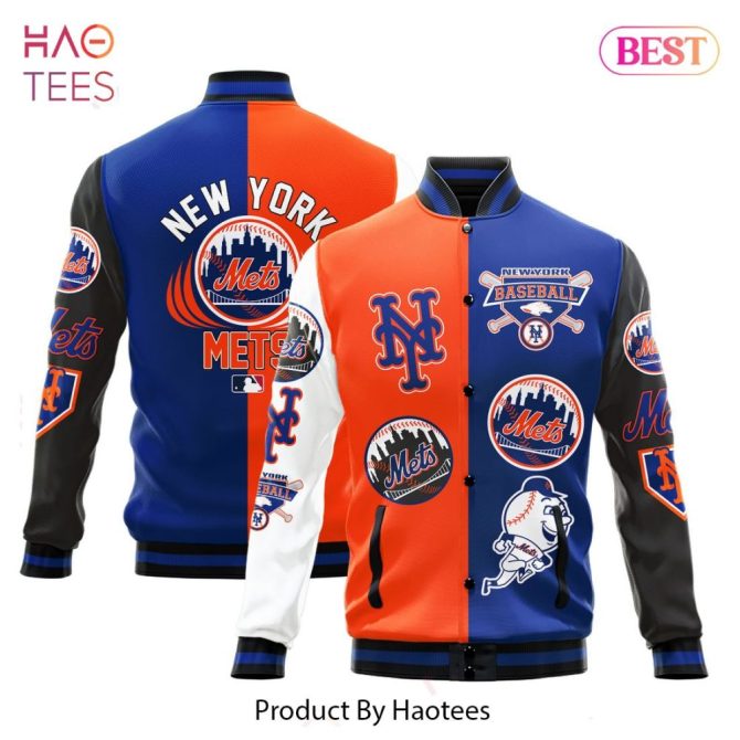 Ny Mets Baseball Bomber Jacket - Bold Team Colors & Logos - Unisex Fan Gear By Haotees