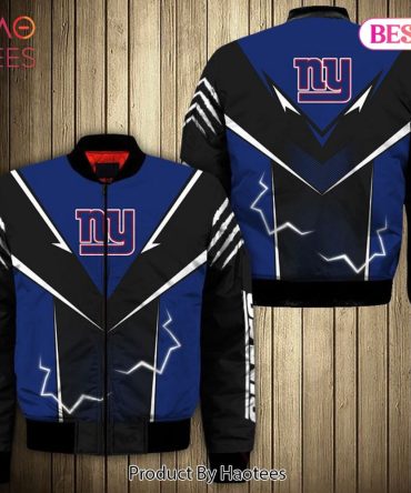 New Fashion   New York Giants Bomber Jacket Lightning Graphic Gift For Men
