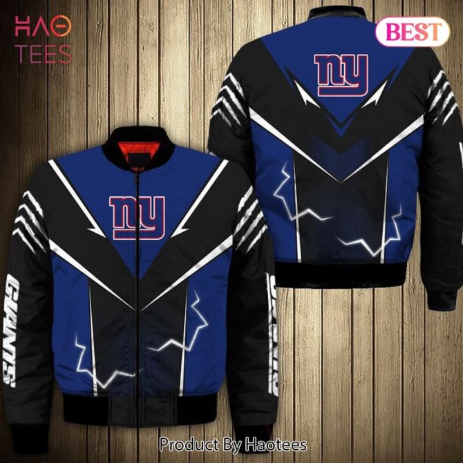 New Fashion   New York Giants Bomber Jacket Lightning Graphic Gift For Men