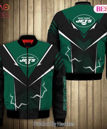 New Fashion   New York Jets Bomber Jacket Lightning Graphic Gift For Men