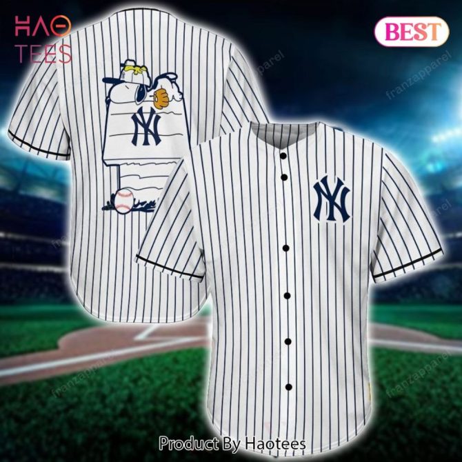 Exclusive Snoopy Baseball Jersey - Classic Pinstripe Design With Ny Logo - Perfect Gift!