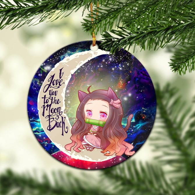 Nezuko Demon Slayer Love You To The Moon Galaxy Ceramic Circle Ornament Perfect Gift For Christmas Holiday