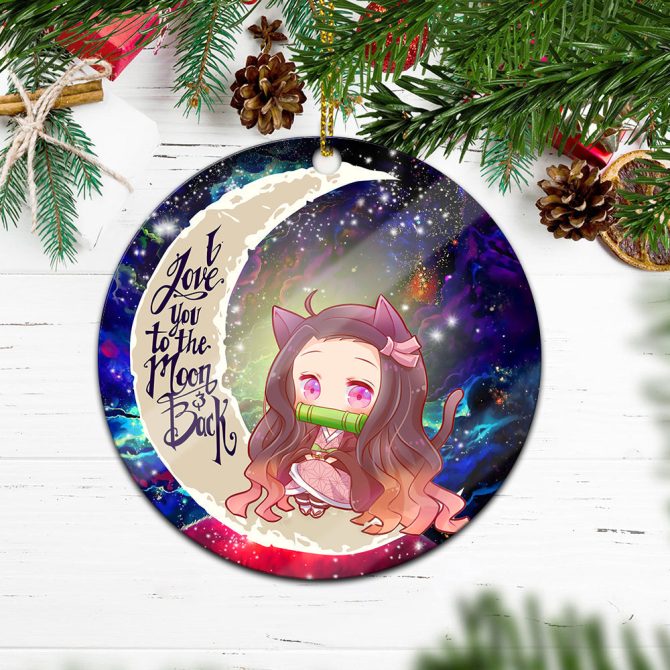 Nezuko Demon Slayer Love You To The Moon Galaxy Ceramic Circle Ornament Perfect Gift For Christmas Holiday - Image 2