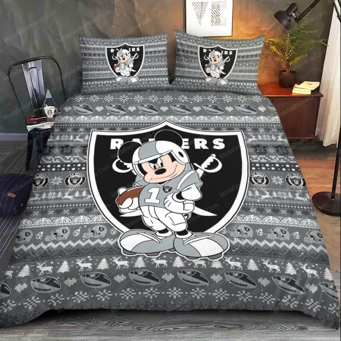 Cozy Cartoon Football Bedding Set - Perfect Gift For Raiders Fans - Twin/Queen/King - Image 2