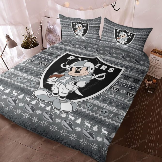 Cozy Cartoon Football Bedding Set - Perfect Gift For Raiders Fans - Twin/Queen/King - Image 3