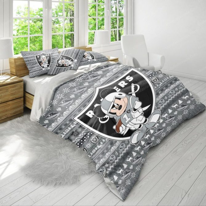 Cozy Cartoon Football Bedding Set - Perfect Gift For Raiders Fans - Twin/Queen/King - Image 4