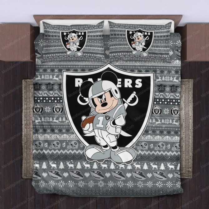 Cozy Cartoon Football Bedding Set - Perfect Gift For Raiders Fans - Twin/Queen/King