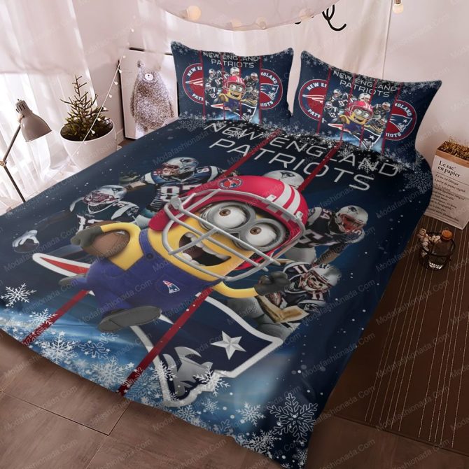Cozy New England Patriots Minion-Themed Bedding Set - Fun & Officially Licensed! - Image 2