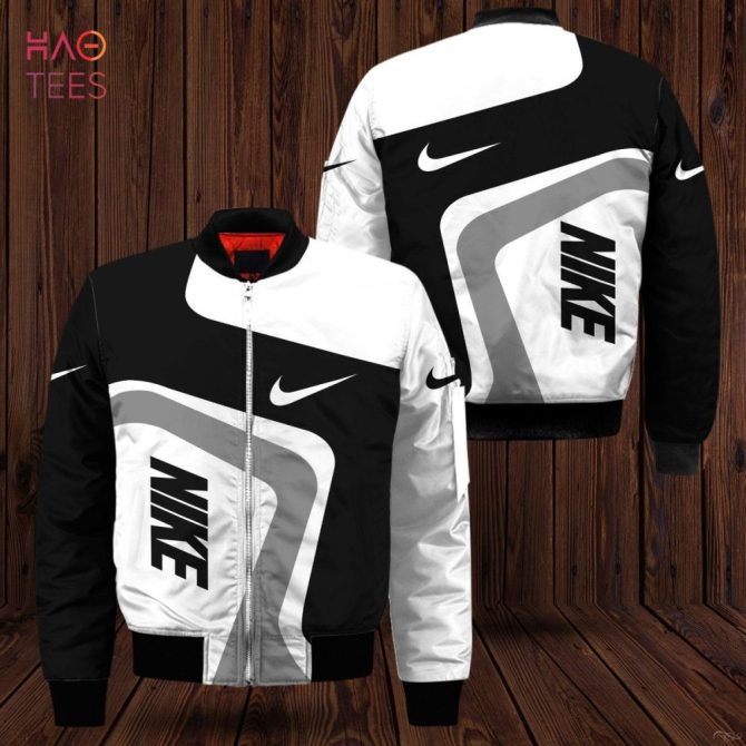 Stylish Black & White Nike Bomber Jacket - Trendy Streetwear For Men & Women