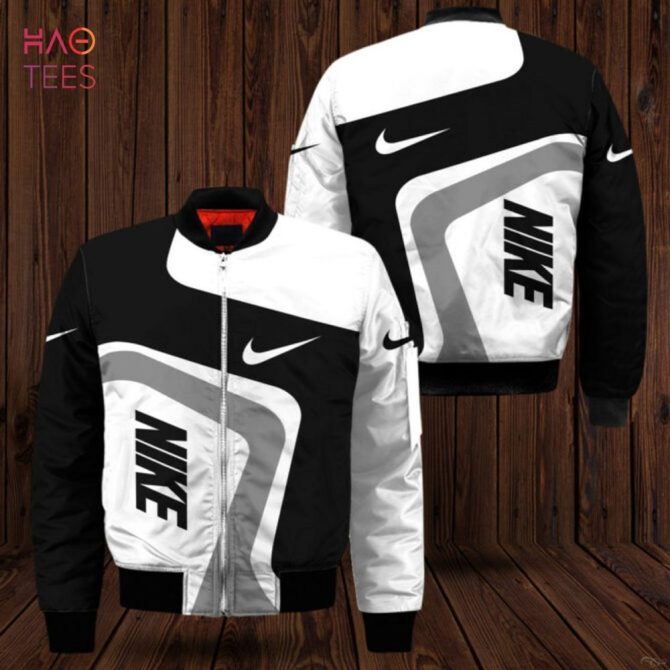 Stylish Black & White Nike Bomber Jacket - Trendy Streetwear For Men & Women - Image 2