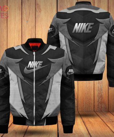 Stylish Men'S Black & Gray Nike Bomber Jacket - Trendy Streetwear Essential