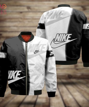 Stylish Black & White Nike Bomber Jacket - Trendy Men'S Outerwear For All Seasons - Shop Now!