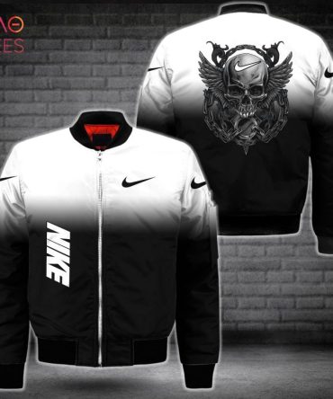 Edgy Skull Wing Bomber Jacket - Black & White Gradient Design, Stylish Outerwear